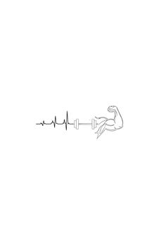 a line drawing of a hand holding an electrical cord with a heart beat on it