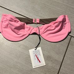 Acacia Swimwear Bikini Top. Size Small. Nwt Chic Pink Strapless Swimwear, Chic Pink Underwire Swimwear, Pink Bandeau Swimwear With Padded Cups, Pink Padded Swimwear For Party, Pink Bra Friendly Swimwear For Party, Pink Padded Cup Party Swimwear, Pink Party Swimwear With Padded Cups, Pink Bandeau Swimwear With Built-in Bra, Chic Pink Swimwear For Pool