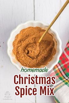 homemade Christmas spice mix blend in a white bowl Sweet Spice Mixes, Homemade Spices Gifts, Indian Spice Mix Recipes, Spice Mixes For Christmas Gifts, Diy Spice Mixes Gifts, Spiced Cider Mix Recipe, Homemade Mixes For Gifts, Homemade Seasoning Mixes Christmas Gifts, All Spice Recipe Homemade