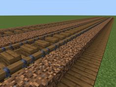 a long row of boxes sitting on top of a wooden table in a minecraft field