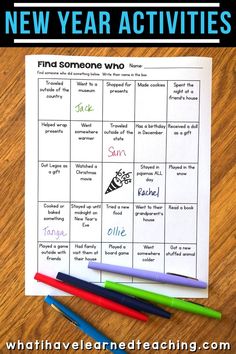 the new year activities for kids to do with their friends and family, including an activity sheet