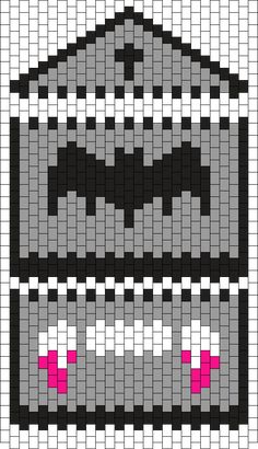 an image of a cross stitch pattern with two pink eyes on the front and back