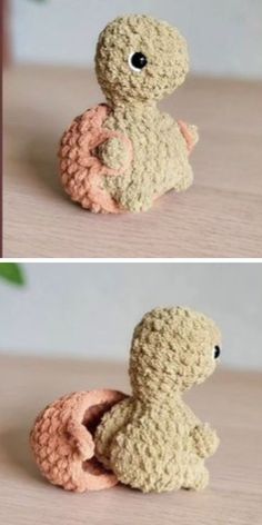 there is a crocheted stuffed animal that looks like a duck