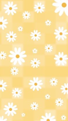 a yellow background with white flowers on it