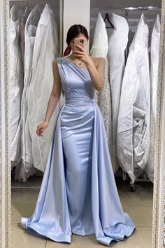 Simple A-line One Shoulder Floor-length Ruffles Prom Dress | Babyonlinedress UK Prom Dress With Detachable Skirt, Dress With Detachable Skirt, Cheap Prom Dresses Long, Detachable Skirt, Prom Dresses Long Mermaid, Mermaid Prom Dress, Blue Mermaid, Mermaid Evening Dresses, Evening Party Dress