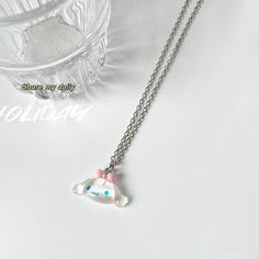 📿 Sanrio Kawaii Necklace Pendant - Adorn Yourself with Cuteness 📿 ✨ Charming Adornment: The Sanrio Kawaii Necklace Pendant isn't just any necklace; it's a delightful accessory that adds charm and style to your attire. Featuring various beloved Sanrio characters, this pendant brings a touch of cuteness to your fashion choices. 💖 Charming Design: With iconic Sanrio characters adorning this pendant, every time you wear it, you celebrate the timeless charm and cuteness of your favorite friends. I Kawaii Handmade Silver Necklaces, Kawaii Silver Handmade Necklaces, Silver Kawaii Necklace For Gift, Silver Kawaii Necklace As Gift, Handmade Silver Kawaii Necklaces, Cute White Jewelry With Lobster Clasp, Handmade Silver Necklaces In Kawaii Style, Whimsical White Necklaces For Gifts, White Kawaii Charm Necklace For Gift