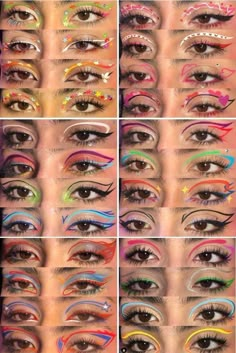 Fun Graphic Liner Makeup, Graphic Liner Ideas Hooded Eyes, Experimental Makeup Looks, Fun Makeup Ideas Colorful Easy, Rave Glitter Makeup, Wet Liner Looks, Doja Cat Concert Outfit Ideas, Subtle Graphic Liner, Funky Eyeliner Looks