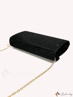 BirdinBag - Party-ready: Medium Glitter Square Bag with Rhinestone Accents Sparkling Clutch For Night Out, Glamorous Glitter Bag For Evening, Glamorous Evening Glitter Shoulder Bag, Sparkling Evening Clutch Bag, Black Rhinestone Clutch For Party, Sparkling Rectangular Clutch For Party, Chic Sparkling Bag For Party, Chic Sparkling Bags For Parties, Glitter Rectangular Evening Bag For Party