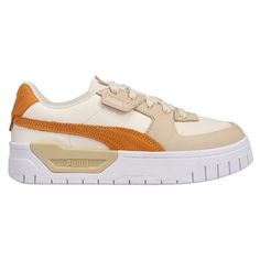 Laid-back beach fashion gets a modern boost of design and innovation that's perfect for fresh, whimsical style in this reimagining of the iconic PUMA Cali silhouette! $44.95 Summer Beige Sneakers With Contrast Sole, Modern Cream Sneakers With Removable Insole, Modern Beige Sneakers With Removable Insole, Beige Sneakers With Contrast Sole For Summer, Modern Beige Sneakers With Cushioned Footbed, Trendy Beige Synthetic Sneakers, Beige Synthetic Sneakers With Removable Insole, Cream Cushioned Sneakers For Summer, Trendy Cream Synthetic Sneakers