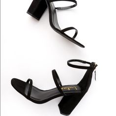 Black Suede Ankle Strap Heels. Size 10. Worn Once. Straps Fit A Little Loose If You Have Narrow Feet Sleek Black Ankle Strap Block Heels, Sleek Black Block Heels With Ankle Strap, Prom Shoes, Ankle Strap Heels, Strap Heels, Black Suede, Shoes Women Heels, Ankle Strap, Shoes Heels