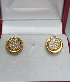 22K Yellow Gold Cluster Cubic Zircon Button Earrings  Metal :22k Gold 916   Gwt: 2.07 grams    Packaging : Elegant Box  Shipping Free in UK Shipping World Wide : See Policy Payment : PayPal, Credit Card, Bank Transfer Returns Policy : 14 Days Hassle Free Returns for 100% Refund   You can also wear this as Nose stud. To try this item Or View More from our collections  Please Visit Our North West London Showroom Yellow Gold Plated Round Plug Earrings, Gold Round Diamond Earrings, Gold Cluster Earrings For Formal Occasions, Gold Hallmarked Round Cluster Earrings, Gold Round Cluster Earrings For Pierced Ears, Round Solitaire, Solitaire Studs, Earrings Metal, Small Earrings Studs