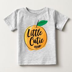 Little Cutie Orange Shirt, Infant Unisex, Size: 12 Month, Heather Grey Cute Peach T-shirt With Crew Neck, Cute Spring Shirt, Cute Orange Cotton T-shirt, Cute T-shirt With Funny Print, Cute Short Sleeve Birthday Shirt, Fun Orange T-shirt For Spring, Playful Orange Crew Neck Top, Playful Orange Summer T-shirt, Cute Peach T-shirt With Graphic Print