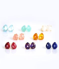 This listing is for one pair of teardrop shape natural gemstone stud earrings. Everything is customizable. Please choose: ✦ GEMSTONES Gemstones size is 9 mm x 13 mm / 0.3 x 04''. Since we use natural gemstones, the stones may vary slightly in color and shape. Because of the nature of some gemstones, there are natural inclusions and small internal cracks inside the stones. ✦ METAL - 18K Vermeil gold. - Bright sterling silver. - Oxidized (Blackened) sterling silver. Please select your choice of ge Faceted Pear-shaped Earrings For Gift, Gift Pear-shaped Teardrop Earrings, Hypoallergenic Pear-shaped Teardrop Earrings As A Gift, Pear-shaped Gemstone Earrings As Gift, Pear-shaped Gemstone Earrings For Gift, Faceted Teardrop Earrings As Gift, Faceted Teardrop Earrings For Gifts, Pear-shaped Gemstone Teardrop Earrings For Gift, Pear-shaped Teardrop Gemstone Earrings As Gift