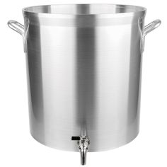 a stainless steel ice bucket with handles