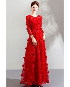 Buy Special Long Red Floral Party Dress With Long Sleeves Flowers at wholesale price online. Free shipping and pro custom service since 2009. Red Long Sleeve Banquet Dress, Winter Prom Long Sleeve Maxi Dress, Winter Prom Maxi Dress With Long Sleeves, Red Floral Print Party Dress, Elegant Red Long Sleeve Party Dress, Red Long Sleeve Evening Dress For Wedding, Elegant Red Long Sleeve Dress For Party, Christmas Party Long Sleeve Gown, Red Long Sleeve Gown For Prom Season