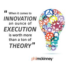 a light bulb with gears in it and the words innovation is worth more than a ton of