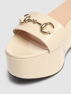 Find GUCCI 75mm Horsebit Leather Flatform Sandals on Editorialist. 75mm Heel. White leather upper. Adjustable ankle strap with buckle closure . Light gold-toned hardware . Horsebit. Leather sole Gucci Luxury Sandals With Gold-tone Hardware, Gucci Leather Sandals With Gold-tone Hardware, Summer High Heel With Gold-tone Hardware, Summer High Heels With Gold-tone Hardware, High Heels With Gold-tone Hardware For Summer, Gucci Ankle Strap Heels With Gold-tone Hardware, Luxury Summer Heels With Gold-tone Hardware, Luxury Heels With Gold Buckle, Gucci Heels With Gold-tone Hardware For Evening