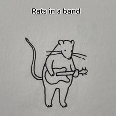 a drawing of a rat playing a guitar with the caption rats in a band