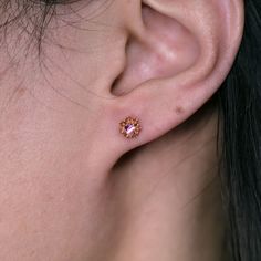 Peony Flower Stud Earrings with Pink Sapphire 18K Rose Gold. Free Domestic USPS First Class Shipping! Free One Year Limited Warranty! Free Gift Bag or Box with every order! Opal—the queen of gemstones, is one of the most beautiful and rarest gemstones on earth. Every piece of opals has its colors and patterns, which is perfect for designers to create unique engagement rings for someone extra special. Our jewelry uses 100% Natural & Ethical opal stones (NO synthetics or imitations). ------------- Fine Jewelry Gemstone Flower Earrings As Gift, Fine Jewelry Flower Earrings With Gemstones For Gift, Fine Jewelry Gemstone Flower Earrings For Gift, Pink Gold Jewelry With Halo Design As A Gift, Flower Shaped Halo Jewelry As Gift, Rose Gold Round Flower Earrings For Anniversary, Flower Shaped Halo Jewelry For Gift, Rose Gold Birthstone Earrings, Rose Gold Round Birthstone Earrings