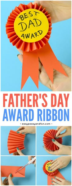 father's day award ribbon craft for kids to make with construction paper and glue