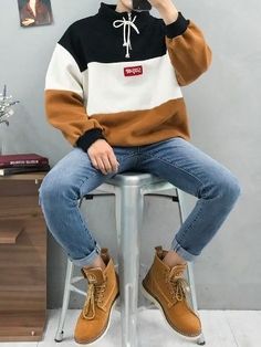 Men Winter Coat, Casual Fall Fashion, Sweatshirts Vintage, Jacket Sweater, Mens Fashion Classy, Autumn Fashion Casual, 가을 패션, Mens Casual Outfits, Korean Outfits