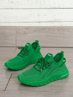 Spring Autumn All Seasons Plus Size Thick-Soled Wedge Heel Women's Sports Shoes, Round Toe Deep Mouth Lace-Up Casual Sneakers,  Breathable Flat Mesh Shoes, Fitness Walking Shoes Green Sporty    Plain    Women Shoes, size features are:Bust: ,Length: ,Sleeve Length: Breathable Lace-up Wedge Sneakers For Sports, Green Round Toe Running Shoes For Jogging, Green Running Shoes With Round Toe For Jogging, Green Running Shoes With Round Toe, Green Running Shoes For Jogging With Round Toe, Green Mesh Running Shoes With Round Toe, Breathable Wedge Sneakers With Round Toe For Sports, Breathable Round Toe Wedge Sneakers For Sports, Breathable Wedge Sneakers For Sports