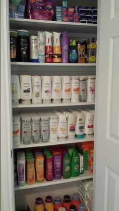 an organized pantry with lots of items in it