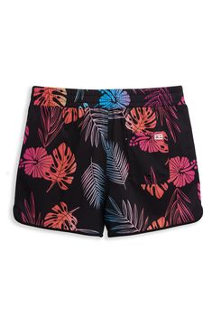 A '90s-inspired lace-up closure and dolphin hem bring some extra fun to these stretchy, high waist board shorts featuring built-in sun protection for the win. 2 1/2" inseam Zip fly with snap closure; lace-up closure Front slant pockets; back patch pocket with drainage grommet UPF 50+ sun protection 92% recycled polyester, 8% spandex Machine wash, tumble dry Imported 90s Inspired, Back Patch, Board Shorts, Upf 50, Sun Protection, Snap Closure, Patch Pocket, Built In, High Waist