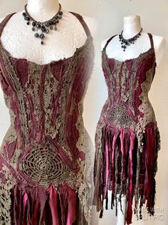 RESERVED Unique Boho Wedding dress in dark pink and brown | Etsy Sleeveless Fairycore Wedding Dress, Bohemian Pink Lace Dress, Whimsical Fitted Beach Dress, Fitted Sleeveless Bohemian Gown, Bohemian Sleeveless Summer Gown, Bohemian Wedding Dress With Fitted Bodice, Bohemian Fitted Summer Gown, Summer Bohemian Fitted Gown, Bohemian Floor-length Pink Gown