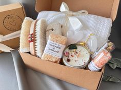 an open box filled with personal care items