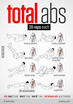 the total abs workout poster shows how to do it in less than 30 minutes or less