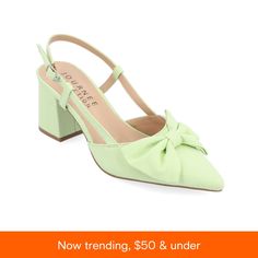 in stock Block Heel Pumps, Block Heel Shoes, Pointed Heels, Buckle Shoes, Pointed Toe Heels, Slingback Heel, Green Shoes, Sling Back, Journee Collection