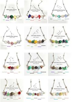 Chakra Jewelry Necklaces, Cheap Multicolor Crystal Necklaces With Gemstone Beads, Crystals For Zodiac Signs, Zodiac Crafts, Birthday Crystals, Zodiac Gemstones, Mindful Gifts, Crystals Zodiac, Zodiac Crystals