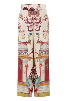 Palazzo Pants - Final Sale-Carolina K Luxury Cotton Silk Palazzo Set With Printed Motifs, Embroidered Cotton Silk Palazzo Set, Traditional Spring Pants With Printed Motifs, Fitted Traditional Pants With Printed Motifs, Luxury Women's Block Print Palazzo Set, Palazzo Pants Indian, Colombian Prints, Patch Stitch, Womens Palazzo Pants