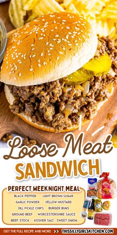 loose meat sandwich Maid Rite Recipe, Loose Meat Sandwich, Maid Rite Sandwiches, Loose Meat, Loose Meat Sandwiches, Meat Sandwich, Quick And Easy Dinner, Beef Recipes Easy, Beef Recipes For Dinner