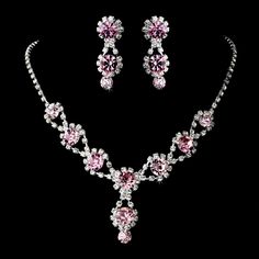 Affordable Elegance Bridal - Light Rose Pink Prom and Bridesmaid Jewelry, $49.99 (https://affordableelegancebridal.com/light-rose-pink-prom-and-bridesmaid-jewelry/) Silver Necklace Prom, Pink Jewelry Set, Crystal Wedding Tiaras, Bridal Earrings Drop, Pink Swarovski, Bridesmaid Jewelry Sets, Light Rose, Silver Jewellery Sets, Wedding Bridal Jewellery