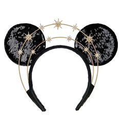 PRICES MAY VARY. 🎀Compound design, with the 🐹black mouse ears as the base and the ✨star headband inserted, combines modern and traditional elements 😇 This minnie mouse ears for women with highly elastic non-slip material, it can be stretch and worn firmly on the head. One size fits all headsize .The material of the headband it's very soft &comfortable,about 8 inch height. 🌟 Halo headband made with dainty crystal stars, the stars are a light gold finish with tiny stones encrusting them for ex Stars Headband, Compound Design, Black Mouse, Crown Headpiece, Princess Decorations, Halo Crown, Halo Headband, Goddess Costume, Gold Headpiece