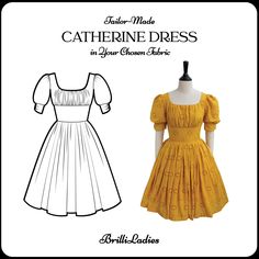 Introducing the "CATHERINE DRESS"   ✦ Gathered Shelf Bust ✦ Fitted Bodice ✦ 3/4 puff sleeves with elastic ✦ Back Invisible Zipper ✦ Gathered Skirt ✦ Hidden Large Side Pockets ✦ Fully Lined with Cotton ✦ Finished with Hand-Sewn Hemline  CUSTOM REQUESTS The "CATHERINE DRESS" is available in any fabrics listed in our store. To create this dress with a different fabric: 1. Explore Our Fabrics ✦ Fabrics priced under US$10 (€10, £8, CA$14, AU$16, S$14) incur no extra charge. ✦ Fabrics priced over US$1 Midi Formal Dress, Vintage 50s Dress, Pinup Dress, 1950s Fashion Dresses, Vintage Dresses 50s, Full Skirt Dress, Dress Retro, Pin Up Dresses, Large Dress