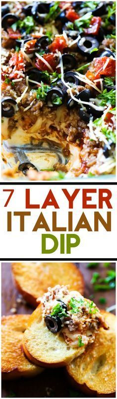 two different pictures with the words layer it italian dip