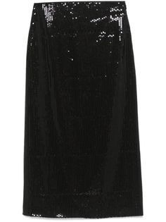 black sequin design concealed side hook and zip fastening front slit full lining straight hem long length Sequin Design, Wardrobe Edit, Yoko London, Straight Skirt, Exclusive Fashion, Lady Dior, Black Sequins, Skirt Black, Coat Dress