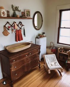 a baby's crib in the corner of a room