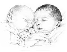 a drawing of two babies sleeping next to each other