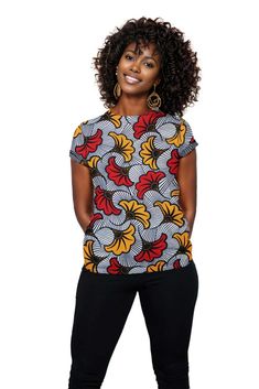 This Ankara Wax Print Women T-shirt is made with high-quality Ankara wax print fabric, known for its vibrant colors and bold patterns. The lightweight and breathable material make it perfect for warm weather, while the unique design adds a touch of culture to any outfit. Elevate your style effortlessly with this versatile t-shirt. Product Features Please Compare your Measurements To our Size Chart This T-shirt is Designed for fashionable women. Made from 5.47 Oz. 100% polyester. Double-needle he