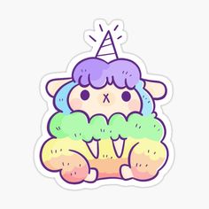 a sticker with an animal wearing a party hat