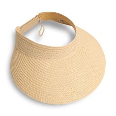 PRICES MAY VARY. Quality Materials, Exquisite Craftsmanship: This straw hats for women is crafted from natural straw and meticulously handwoven. The brim is tightly woven using a special technique, imparting excellent flexibility, making it resistant to easy breakage and creasing. This ensures the hat's optimal sun-shielding capabilities and durability. Comfortable Fit: This straw visor hat has a double-layer sweatband for breathability and softness, preventing forehead marks while absorbing swe Packable Summer Hat In Natural Color, Vacation Straw Hat In Beige, Adjustable Natural Boater Hat For Beach Season, Beige Lightweight Straw Hat, One Size, Beige Lightweight Straw Hat, Beige Lightweight Straw Hat One Size, Beige Cap Straw Hat For Vacation, Summer Beige Cap, Adjustable Straw Cap