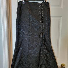 Long Skirt- Size L-Never Used Wrap Skirts Long, Long Black Skirt Aesthetic, Thrift Manifestation, Goth Princess, Skirt Aesthetic, Long Jean Skirt, Manifestation Board, Fit Inspo, Black Skirt