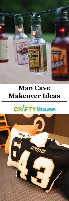 man cave makeover ideas crafty house with football jersey and bottles on the table