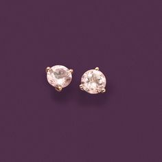 Ross-Simons - 1.50 ct. t. w. Morganite Stud Earrings in 14kt Rose Gold. Add a soft touch of romance to your everyday look with this blush pair of stud earrings. 14kt rose gold three-prong settings hold 1.50 ct. t. w. round morganites. Post/clutch, morganite stud earrings. Classic 14k Rose Gold Round Earrings, Elegant Solitaire Rose Gold Earrings, Elegant Rose Gold Solitaire Earrings, Rose Gold Solitaire Earrings For Formal Occasions, Formal Rose Gold Solitaire Earrings, Rose Gold Solitaire Earrings In Fine Jewelry Style, Rose Gold Solitaire Earrings Fine Jewelry, Morganite, Everyday Look