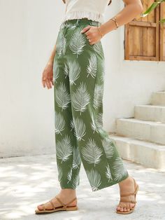 Color:GreenMaterial:PolyesterLength:PantsSeason:SummerWaist Design:High WaistDesign Element:PocketFit Type:RegularSize ChartTag Size(cm)WaistHipsBottom LengthXS(150/76A)66.093.0101.0S(155/80A)70.097.0102.0M(160/84A)76.0103.0103.7L(165/88A)82.0109.0105.4XL(170/92A)90.0117.0107.4Tag Size(inth)WaistHipsBottom LengthXS(150/76A)25.9836.6139.76S(155/80A)27.5638.1940.16M(160/84A)29.9240.5540.83L(165/88A)32.2842.9141.50XL(170/92A)35.4346.0642.28 Item measurementsWe strongly suggest you have your meas... Side Pocket Pants, Boho Fashion Summer, Tropical Leaf Print, Tropical Leaf, Women Pants, Chic Clothes, Pocket Pants, Fashion Chic, Style Boho