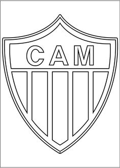 a coloring page with the word cam on it and a shield in the middle that says,